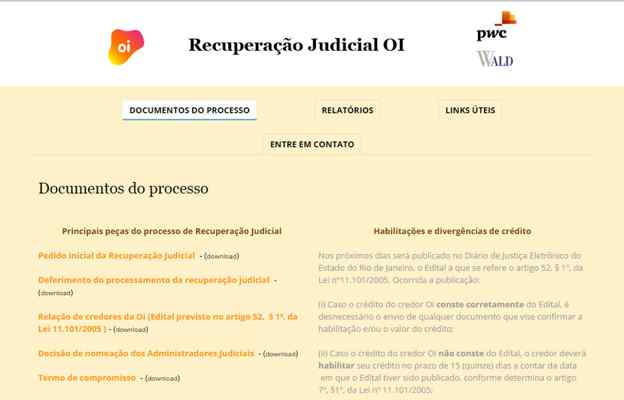 Administradores judiciais criam site sobre recuperação da Oi